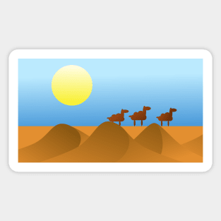 Camels in Desert Landscape Sticker